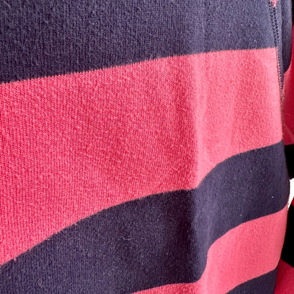 Merona Navy‎ Blue Coral Pink Striped Crewneck 3/4 Sleeve Sweatshirt Size Large - Picture 4 of 5